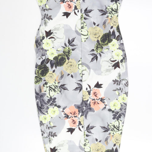 Boohoo Womens Multicoloured Floral Polyester Bodycon Size 8 Off the Shoulder Pullover