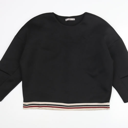 Mango Womens Black Round Neck Polyester Pullover Jumper Size M