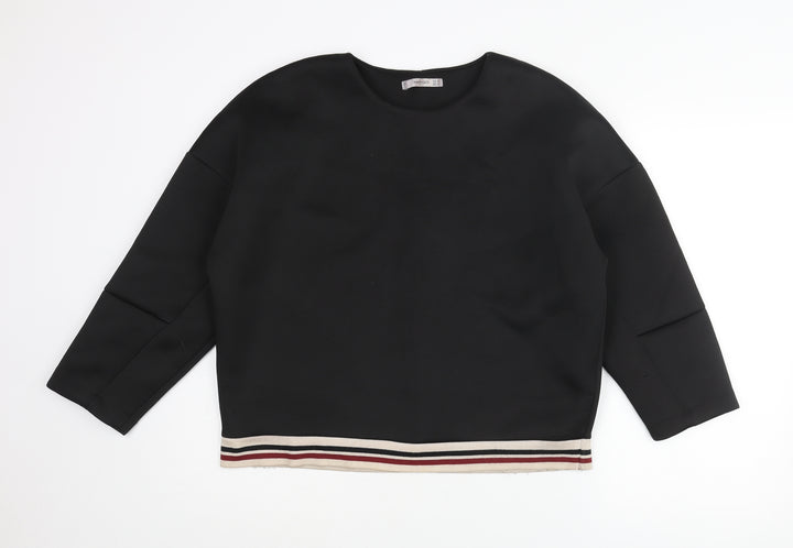 Mango Womens Black Round Neck Polyester Pullover Jumper Size M
