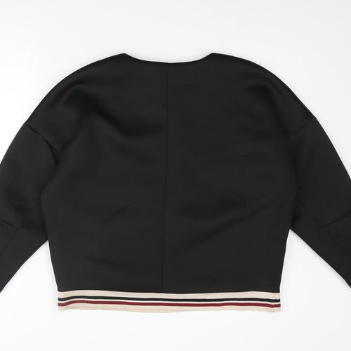 Mango Womens Black Round Neck Polyester Pullover Jumper Size M