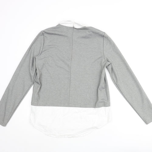 VERO MODA Womens Grey Polyester Basic Blouse Size M Collared