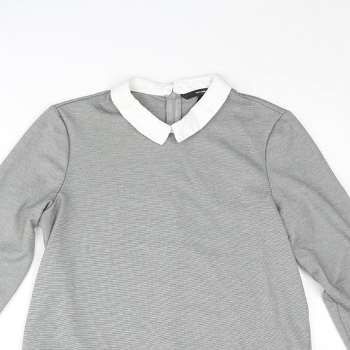 VERO MODA Womens Grey Polyester Basic Blouse Size M Collared