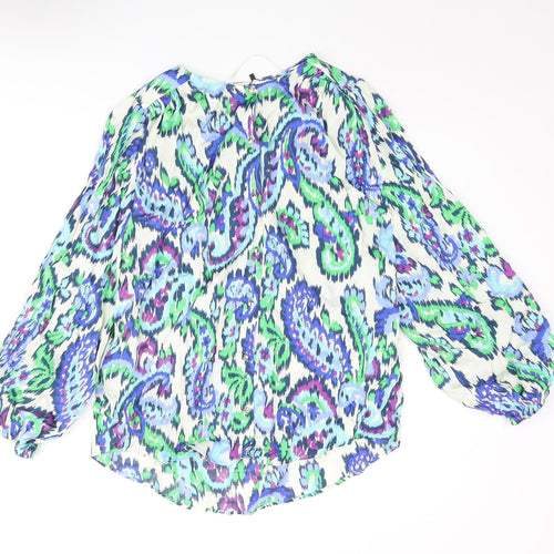 Zara Womens Multicoloured Paisley Viscose Basic Blouse Size XS Round Neck