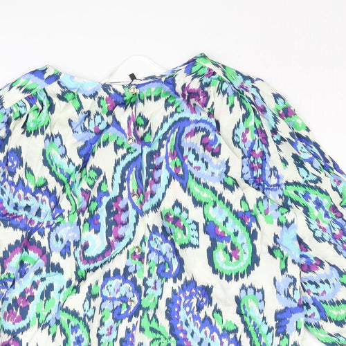 Zara Womens Multicoloured Paisley Viscose Basic Blouse Size XS Round Neck