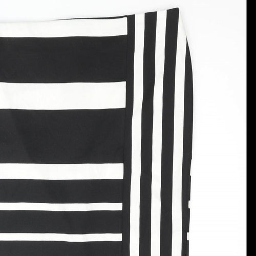 Marks and Spencer Womens Black Striped Polyester Straight & Pencil Skirt Size 14 Zip