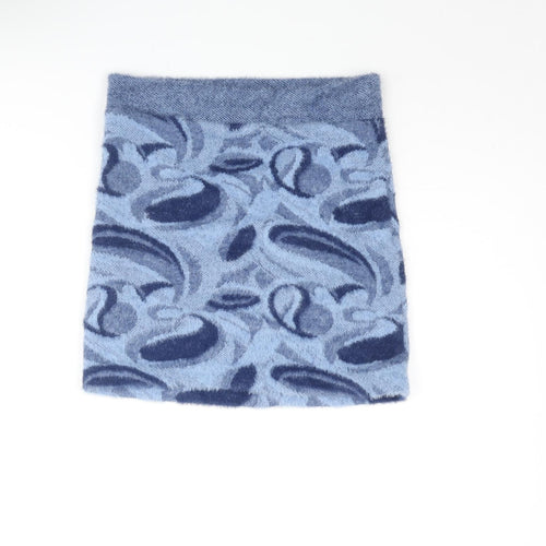 Zara Womens Blue Geometric Polyamide Mini Skirt Size M