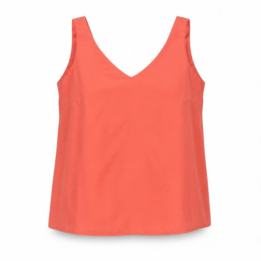 Front view of Wallis women’s red polyester camisole blouse, size UK 12, v-neck