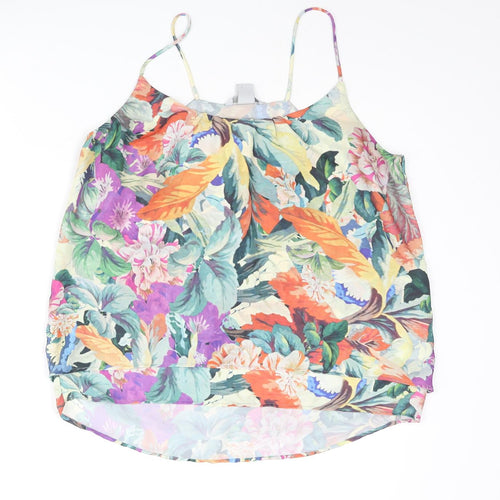 H&M Womens Multicoloured Floral Polyester Camisole Blouse Size 10 Round Neck