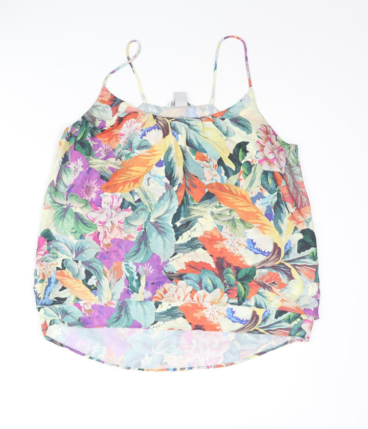 H&M Womens Multicoloured Floral Polyester Camisole Blouse Size 10 Round Neck