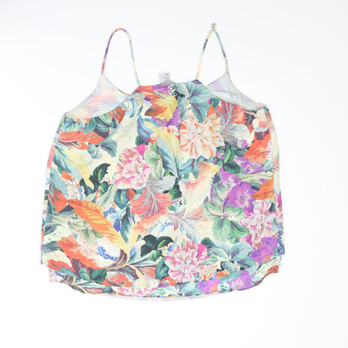 H&M Womens Multicoloured Floral Polyester Camisole Blouse Size 10 Round Neck
