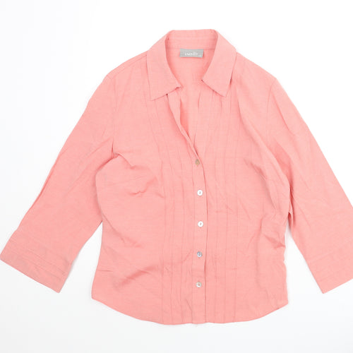 Wallis Womens Pink Viscose Basic Button-Up Size 10 Collared