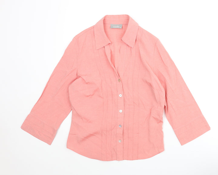 Wallis Womens Pink Viscose Basic Button-Up Size 10 Collared