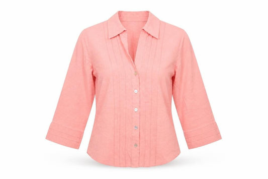 Front view of Wallis women’s pink viscose basic button-up, size UK 10, collared