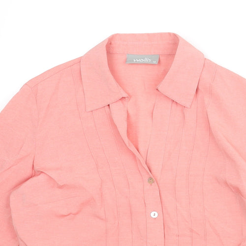 Wallis Womens Pink Viscose Basic Button-Up Size 10 Collared