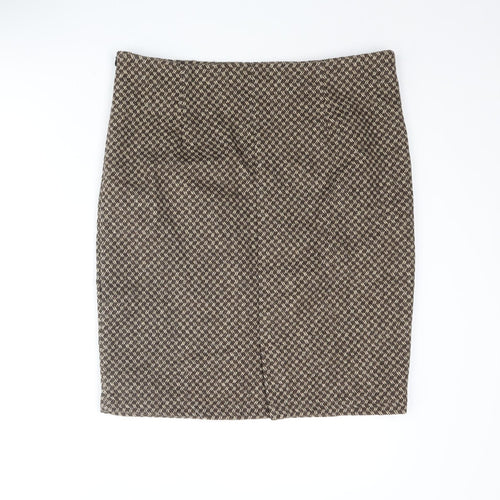 Solo Womens Brown Geometric Polyester Straight & Pencil Skirt Size 16 Zip