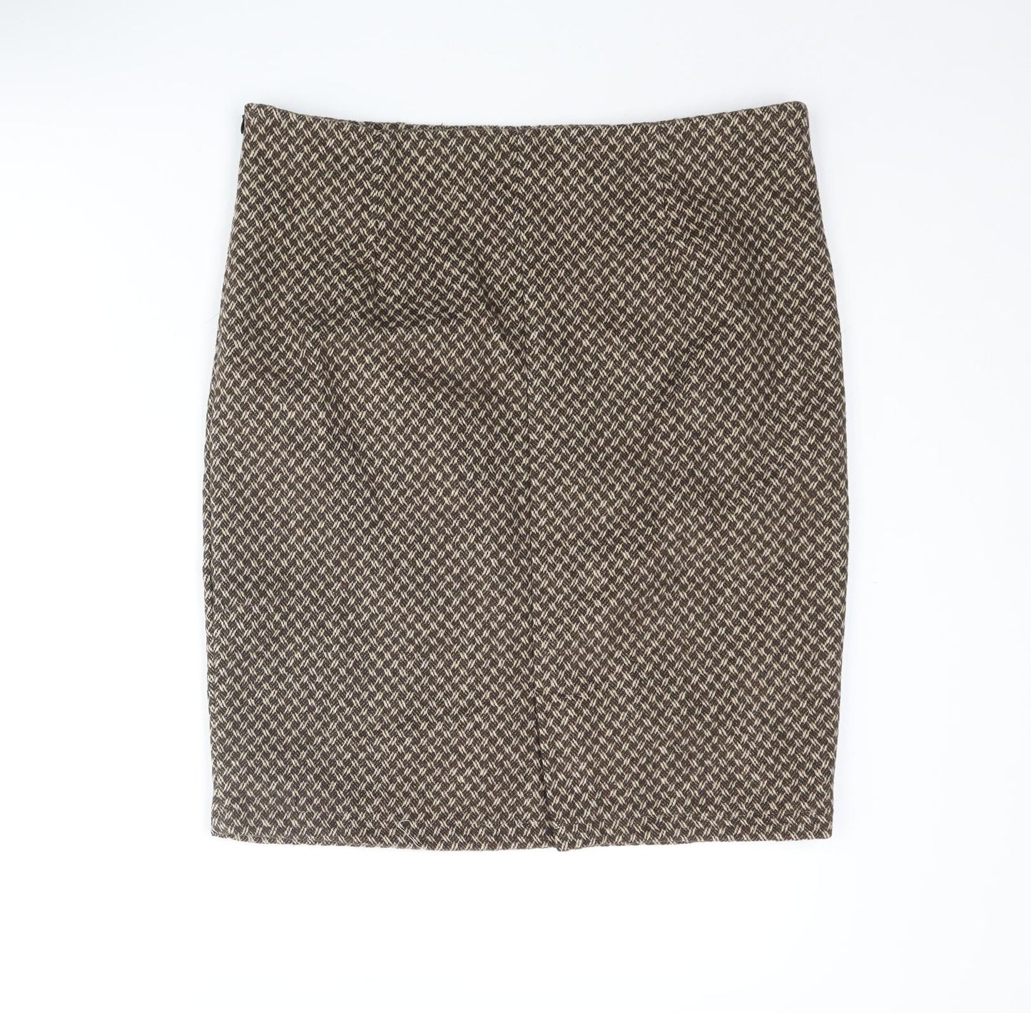 Solo Womens Brown Geometric Polyester Straight & Pencil Skirt Size 16 Zip
