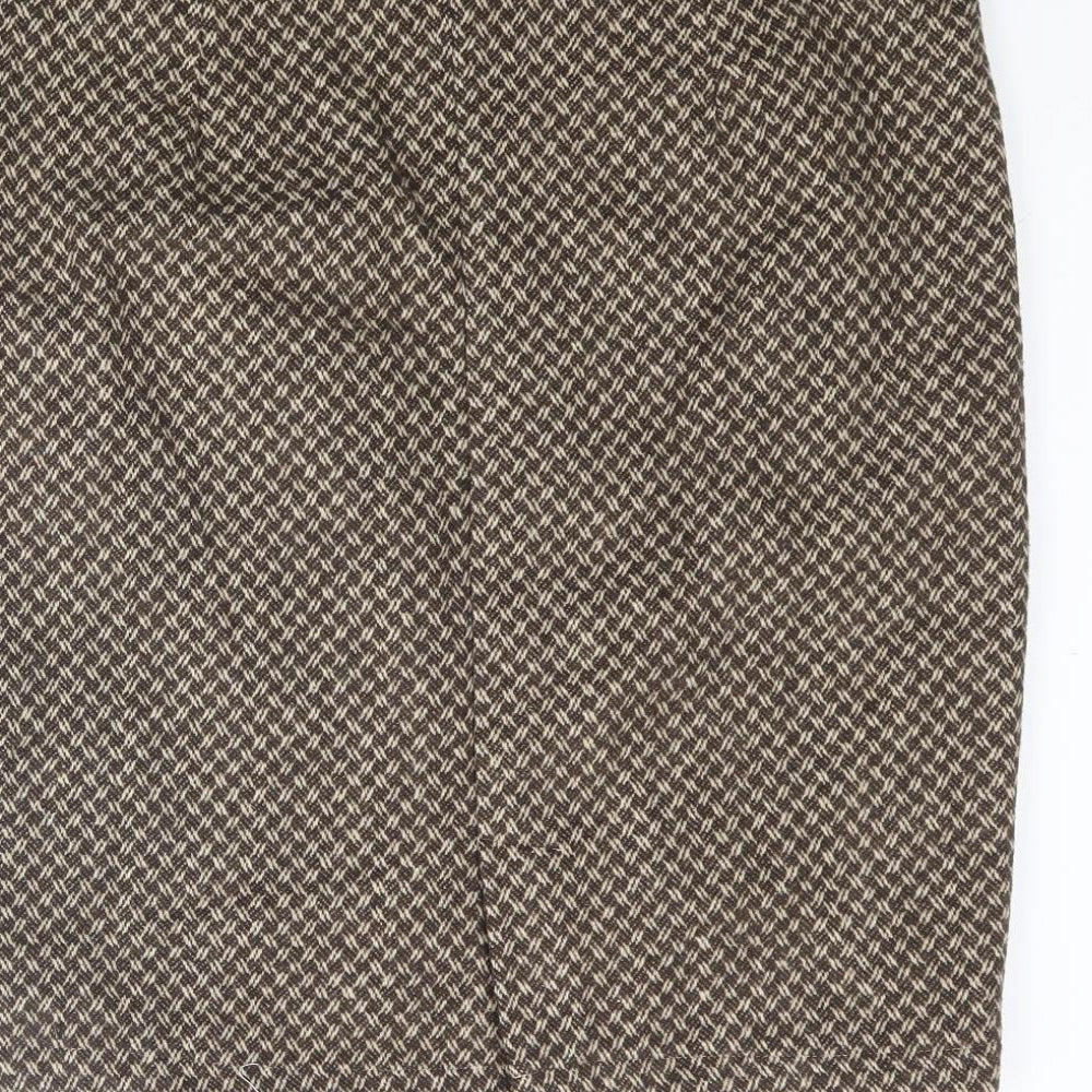 Solo Womens Brown Geometric Polyester Straight & Pencil Skirt Size 16 Zip