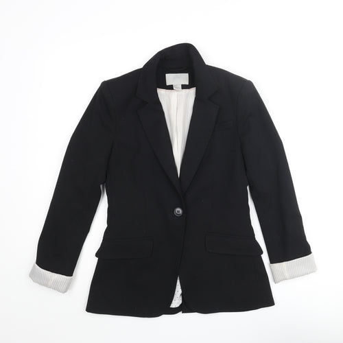 H&M Womens Black Polyester Jacket Blazer Size 6