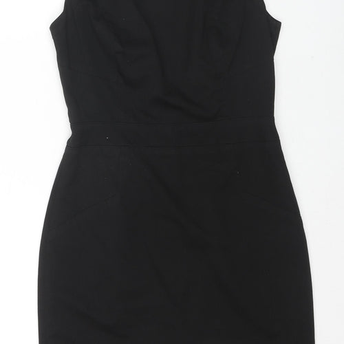 Warehouse Womens Black Polyester A-Line Size 10 Round Neck Zip