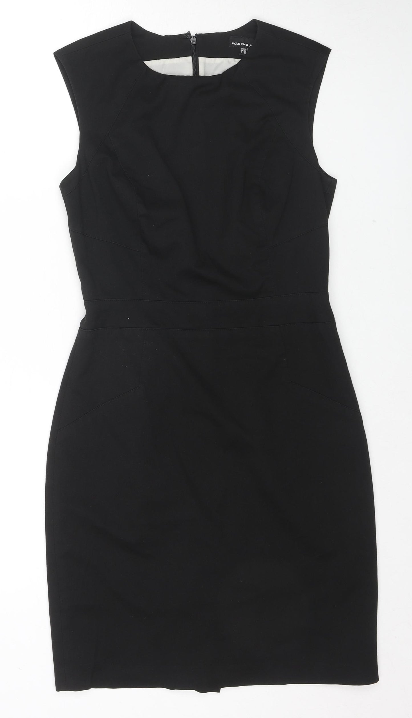 Warehouse Womens Black Polyester A-Line Size 10 Round Neck Zip