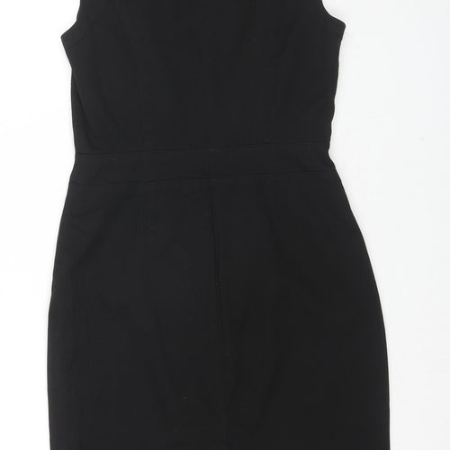 Warehouse Womens Black Polyester A-Line Size 10 Round Neck Zip