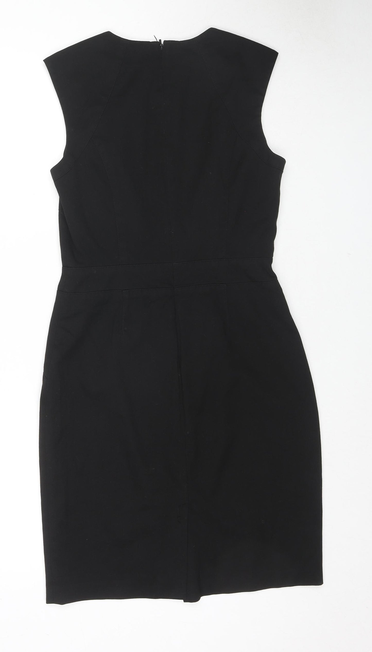 Warehouse Womens Black Polyester A-Line Size 10 Round Neck Zip
