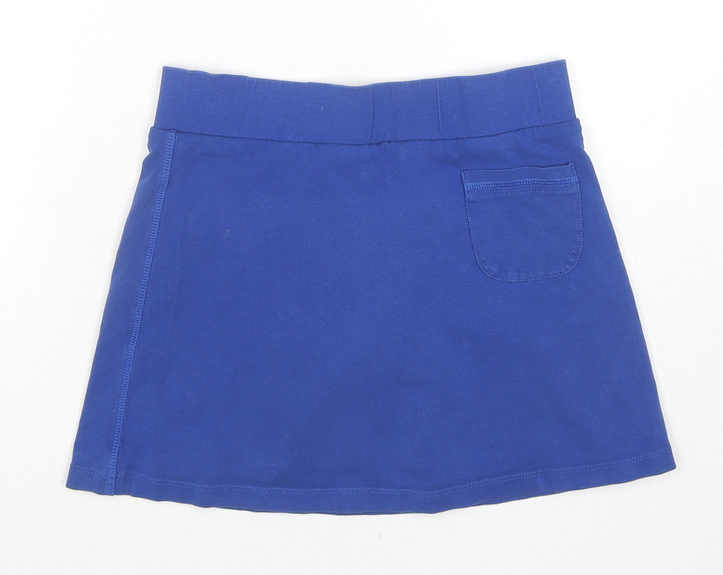 Marks and Spencer Girls Blue Cotton A-Line Skort Size 10-11 Years Regular Pull On