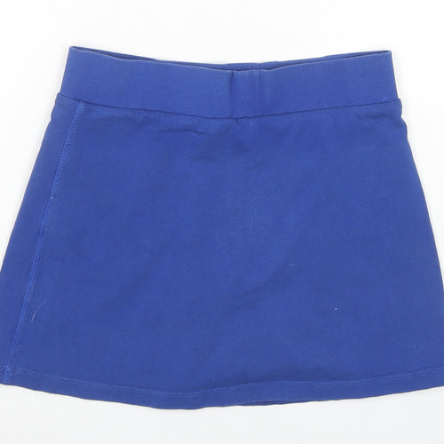 Marks and Spencer Girls Blue Cotton A-Line Skort Size 10-11 Years Regular Pull On