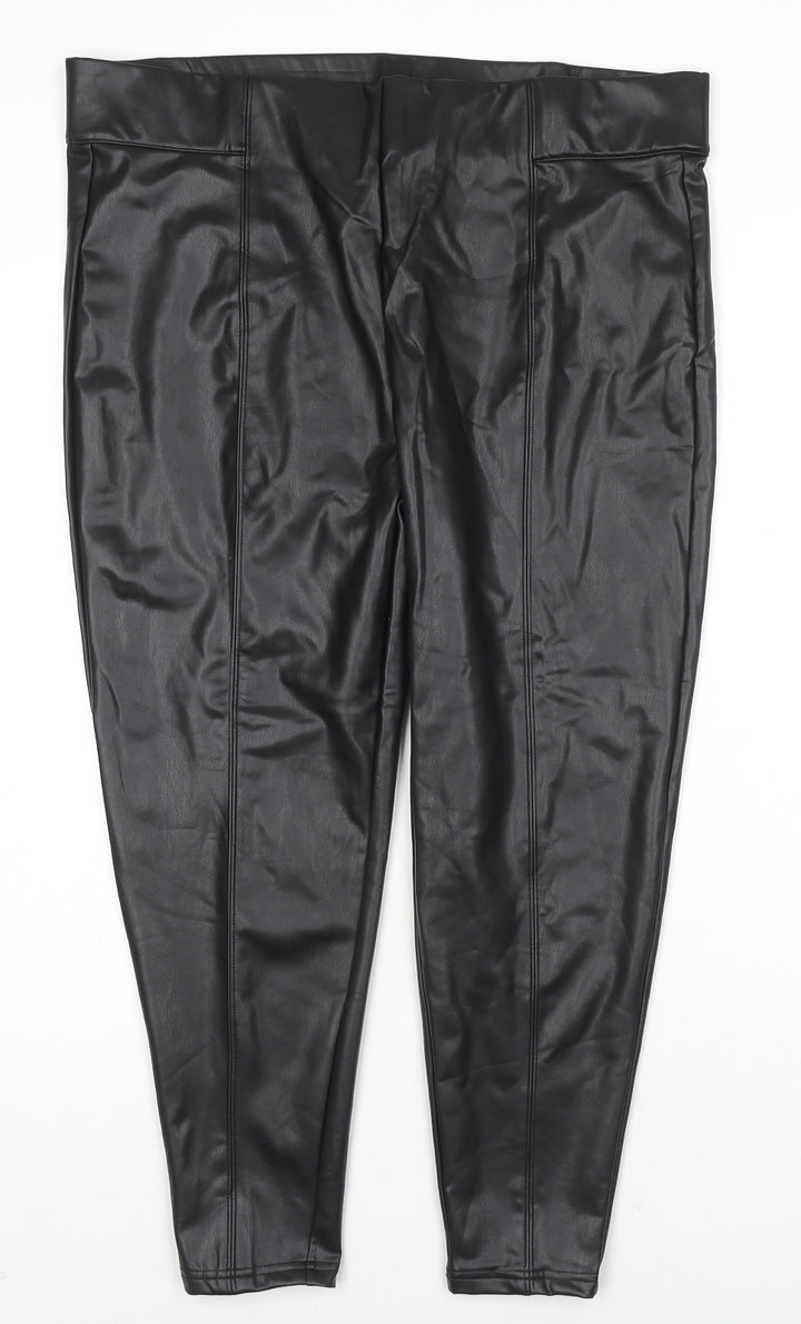 Marks and Spencer Womens Black Polyester Pedal Pusher Trousers Size 20 L24 in Regular