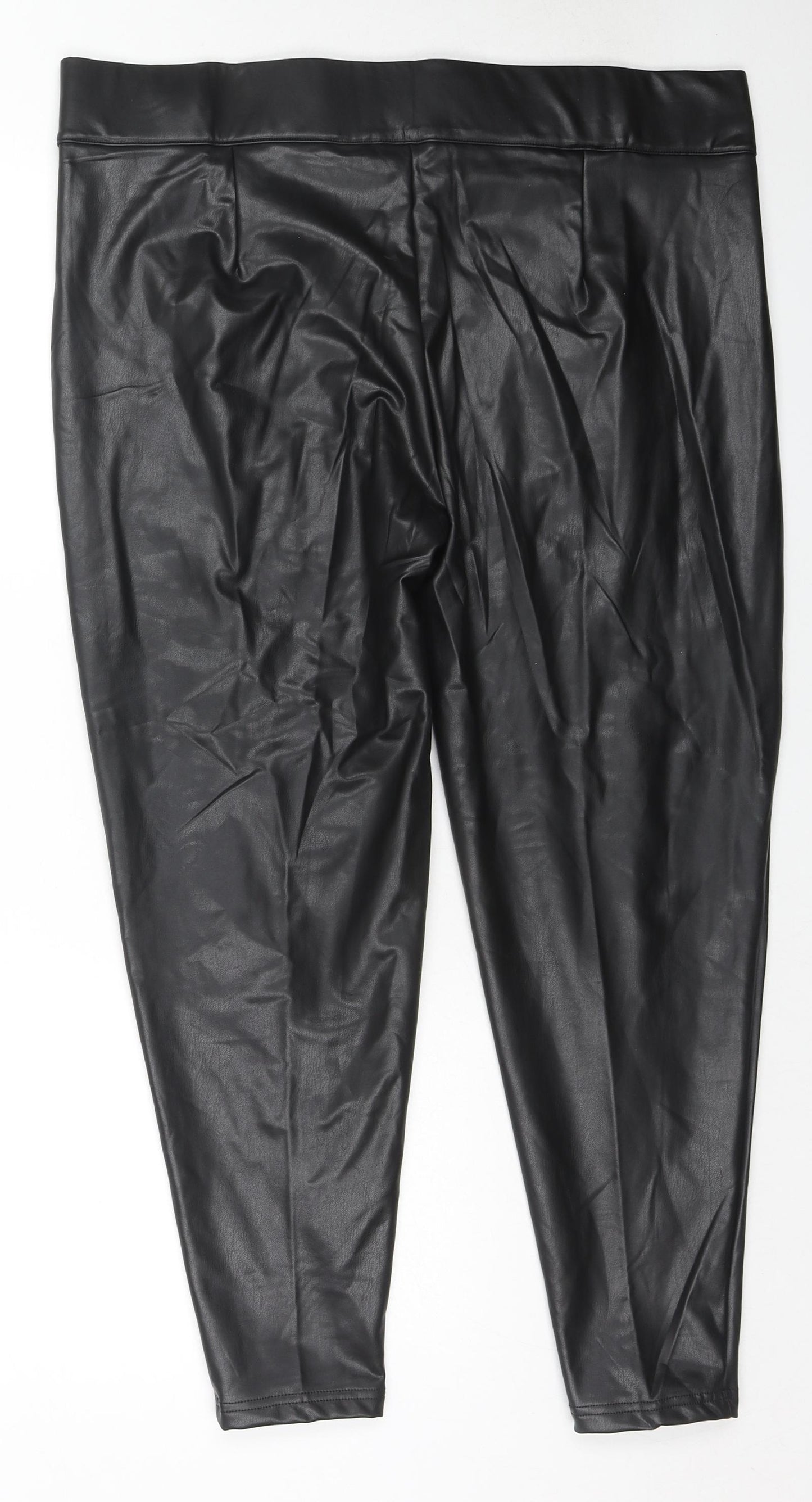 Marks and Spencer Womens Black Polyester Pedal Pusher Trousers Size 20 L24 in Regular