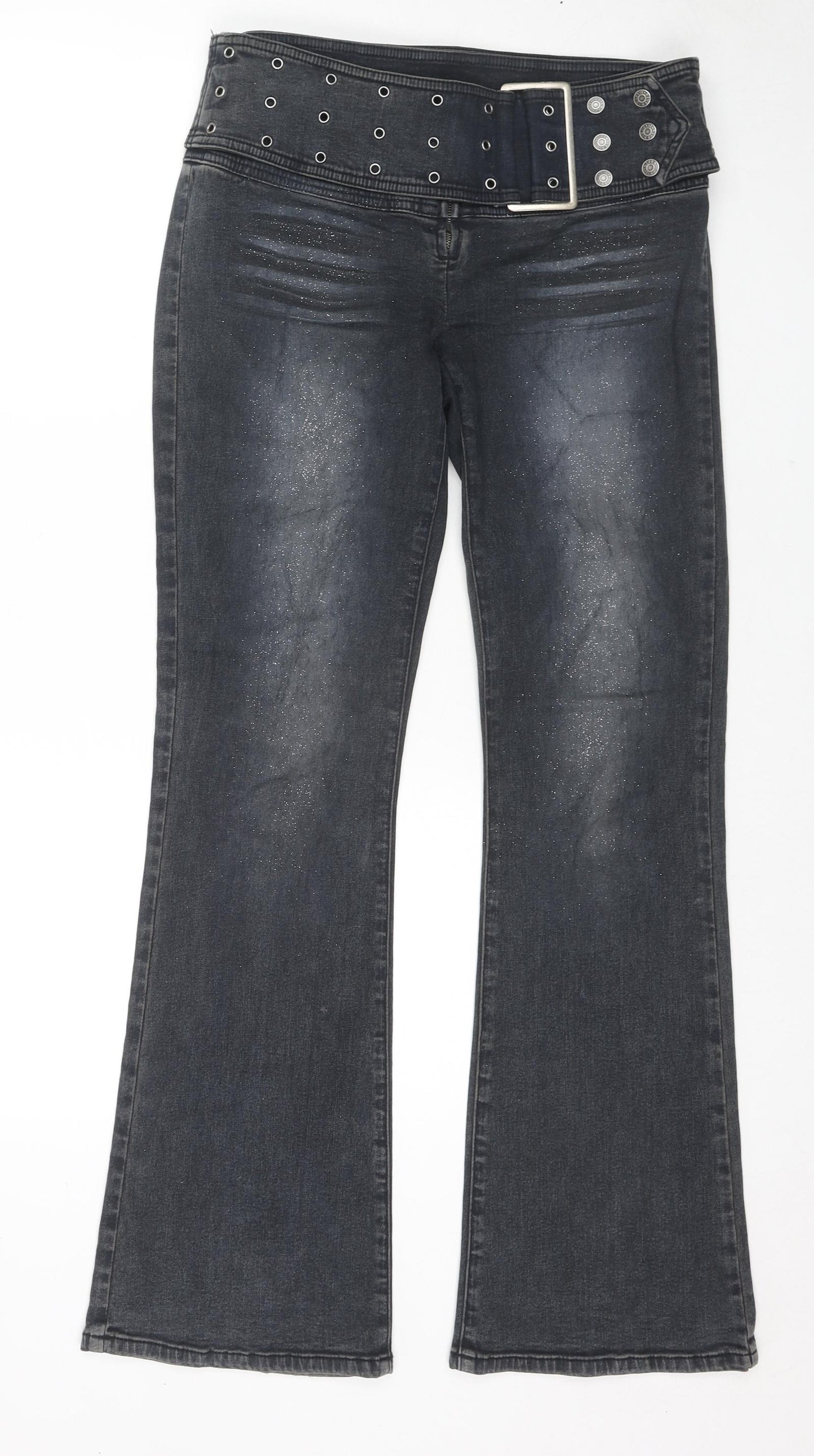 River Island Womens Grey Cotton Bootcut Jeans Size 12 L31 in Regular Zip