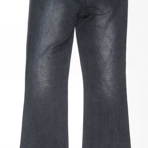 River Island Womens Grey Cotton Bootcut Jeans Size 12 L31 in Regular Zip