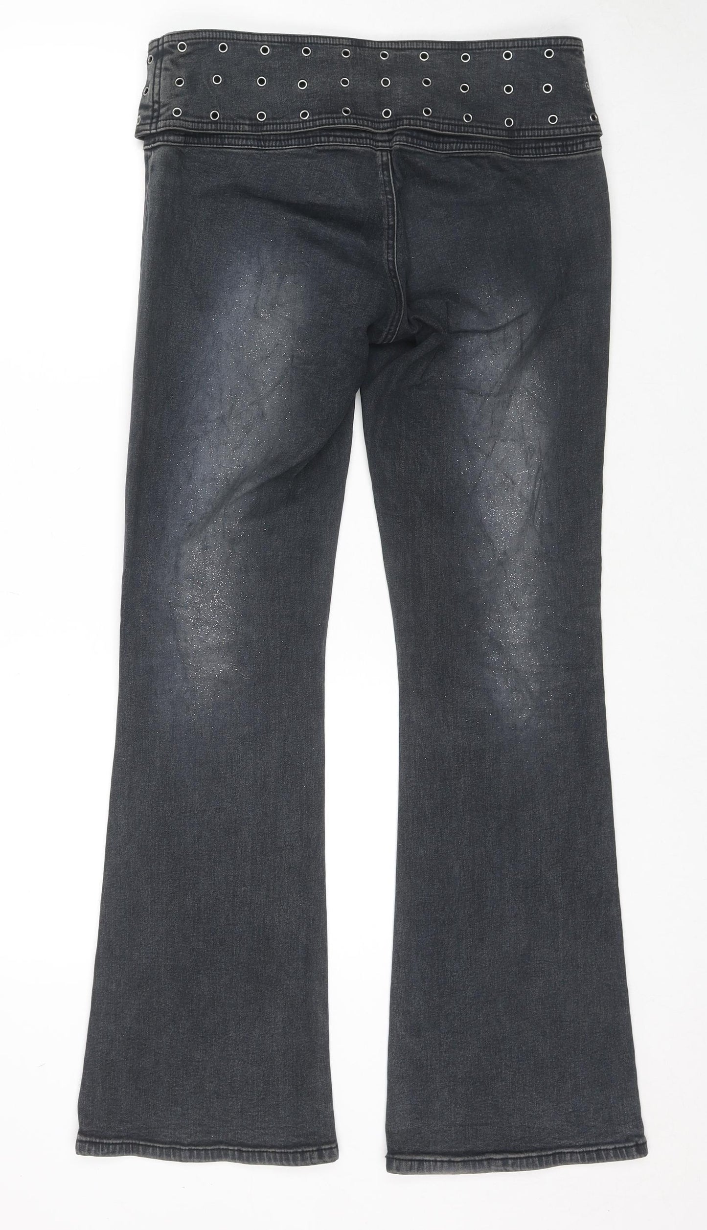 River Island Womens Grey Cotton Bootcut Jeans Size 12 L31 in Regular Zip