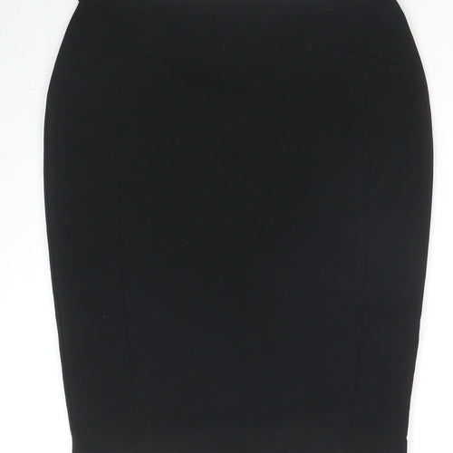 Marks and Spencer Womens Black Polyester A-Line Skirt Size 14 Zip