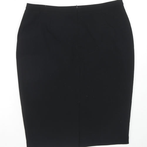 Marks and Spencer Womens Black Polyester A-Line Skirt Size 14 Zip