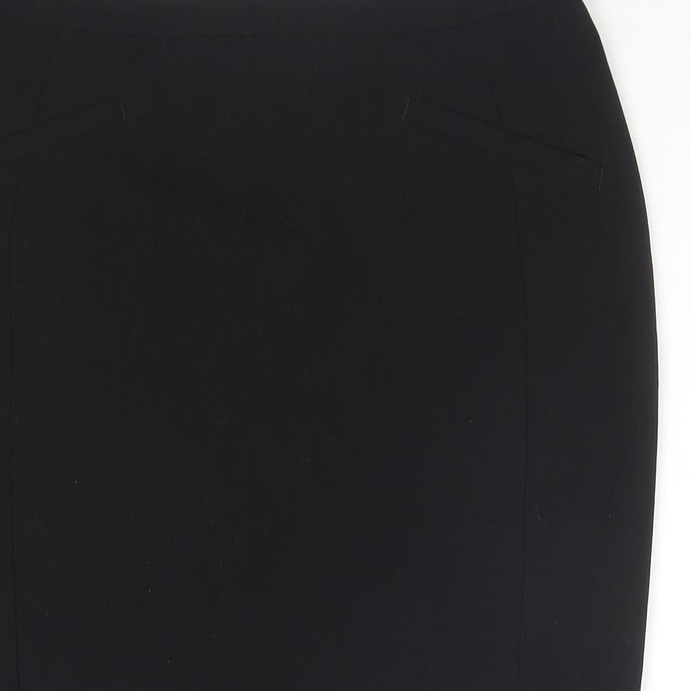 Marks and Spencer Womens Black Polyester A-Line Skirt Size 14 Zip