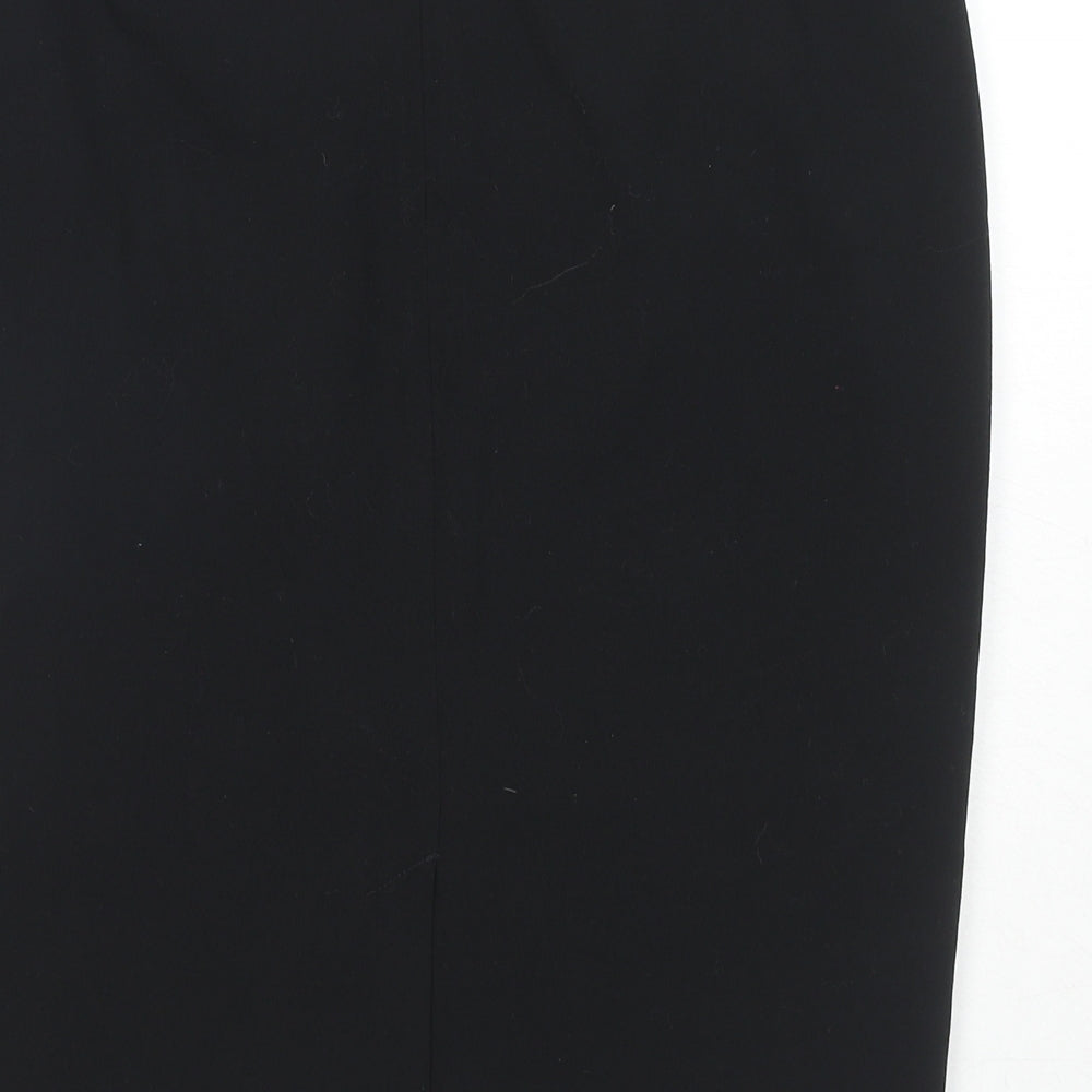 Marks and Spencer Womens Black Polyester A-Line Skirt Size 14 Zip