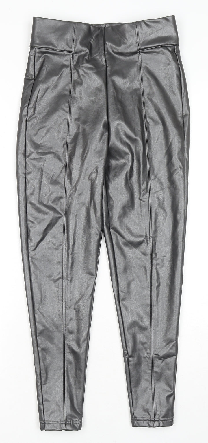 Marks and Spencer Womens Black Polyester Pedal Pusher Trousers Size 8 L25 in Regular