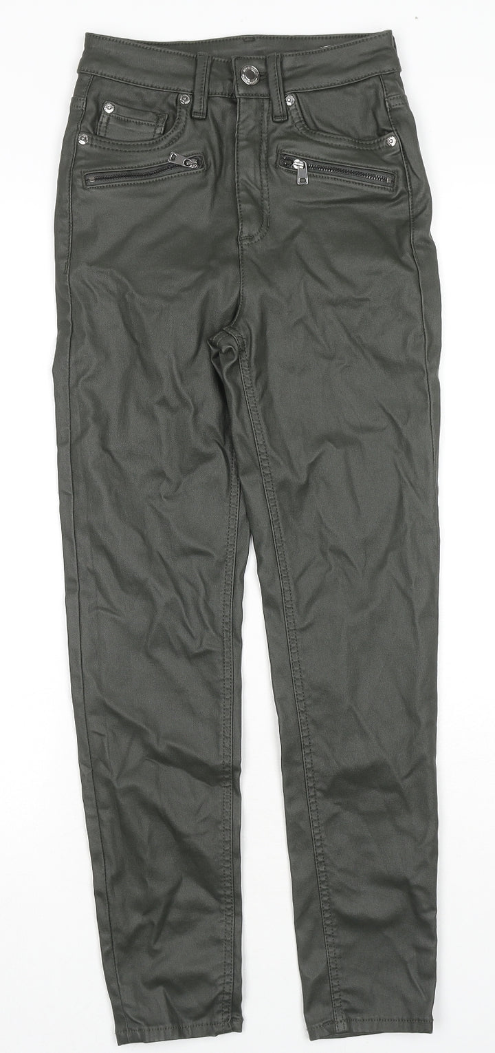 Marks and Spencer Womens Black Viscose Trousers Size 6 L26 in Regular Zip