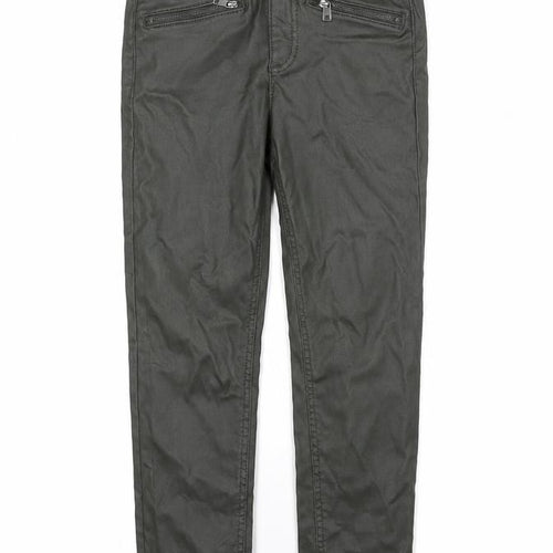 Marks and Spencer Womens Black Viscose Trousers Size 6 L26 in Regular Zip