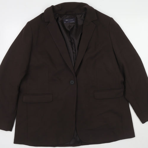 Marks and Spencer Womens Brown Polyester Jacket Suit Jacket Size 20