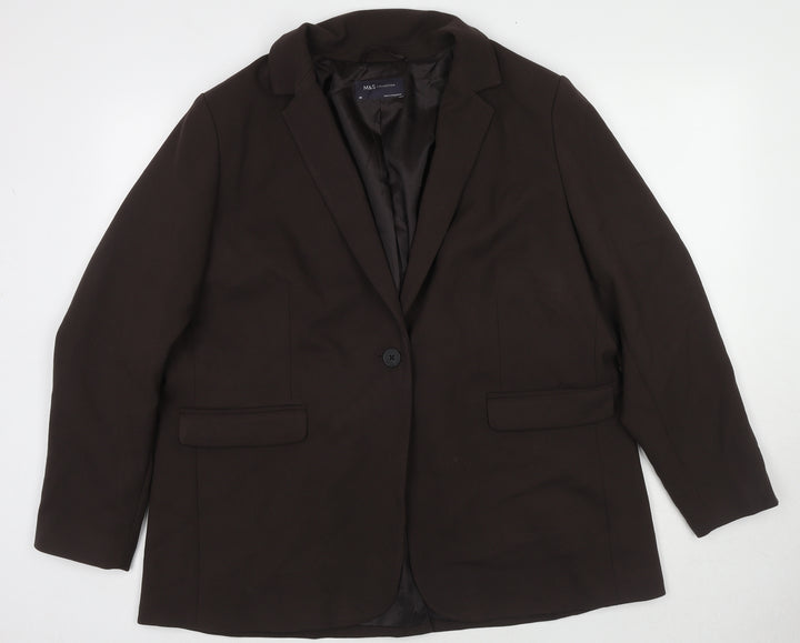 Marks and Spencer Womens Brown Polyester Jacket Suit Jacket Size 20