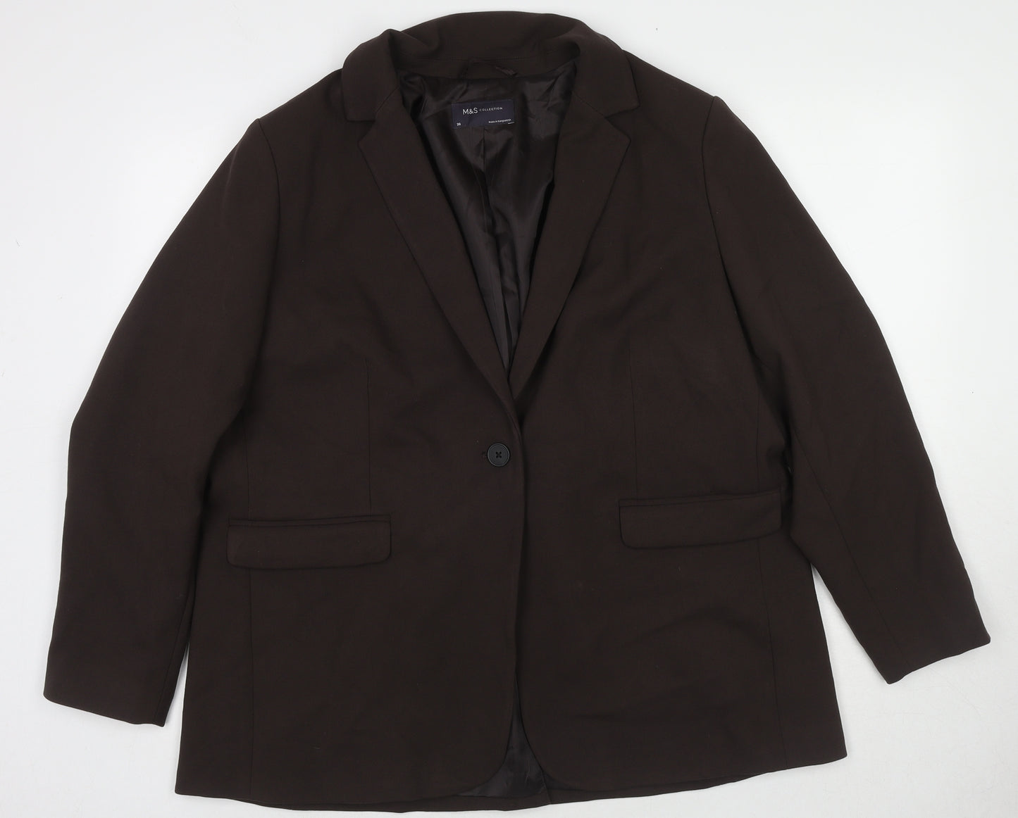 Marks and Spencer Womens Brown Polyester Jacket Suit Jacket Size 20