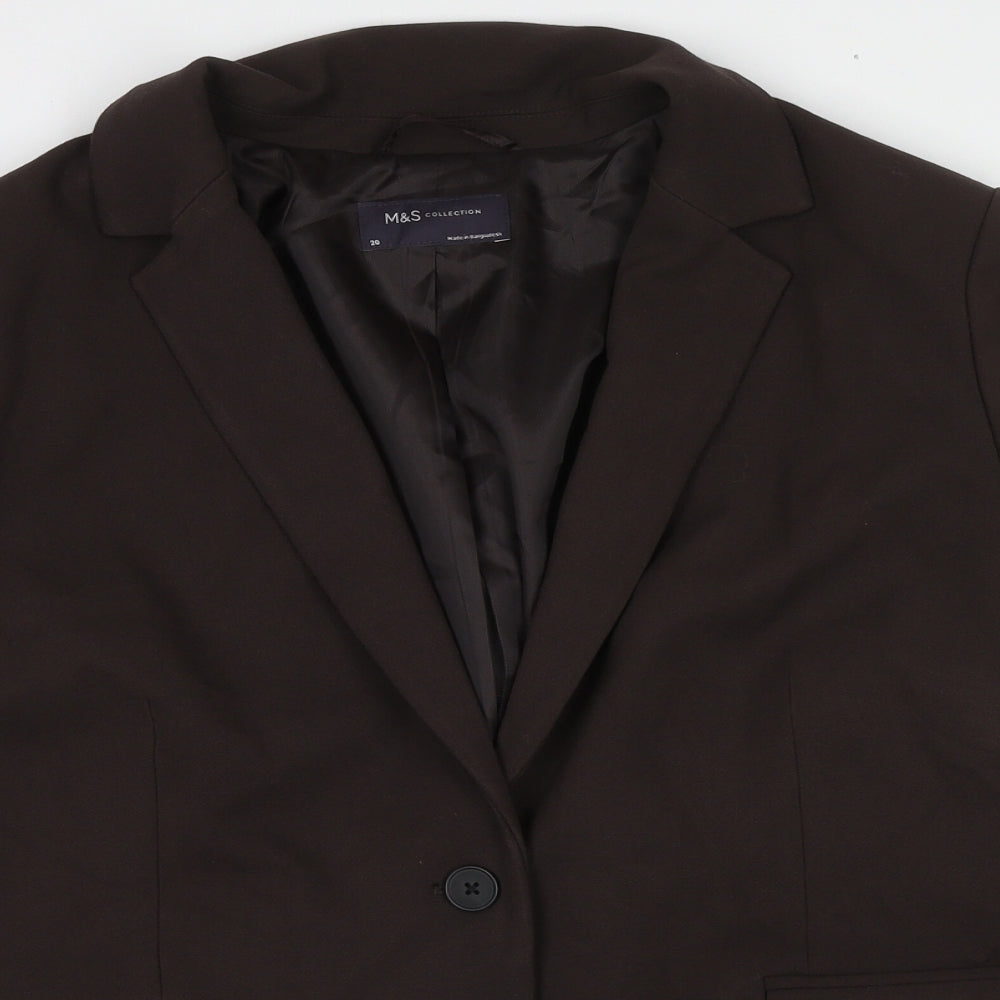 Marks and Spencer Womens Brown Polyester Jacket Suit Jacket Size 20