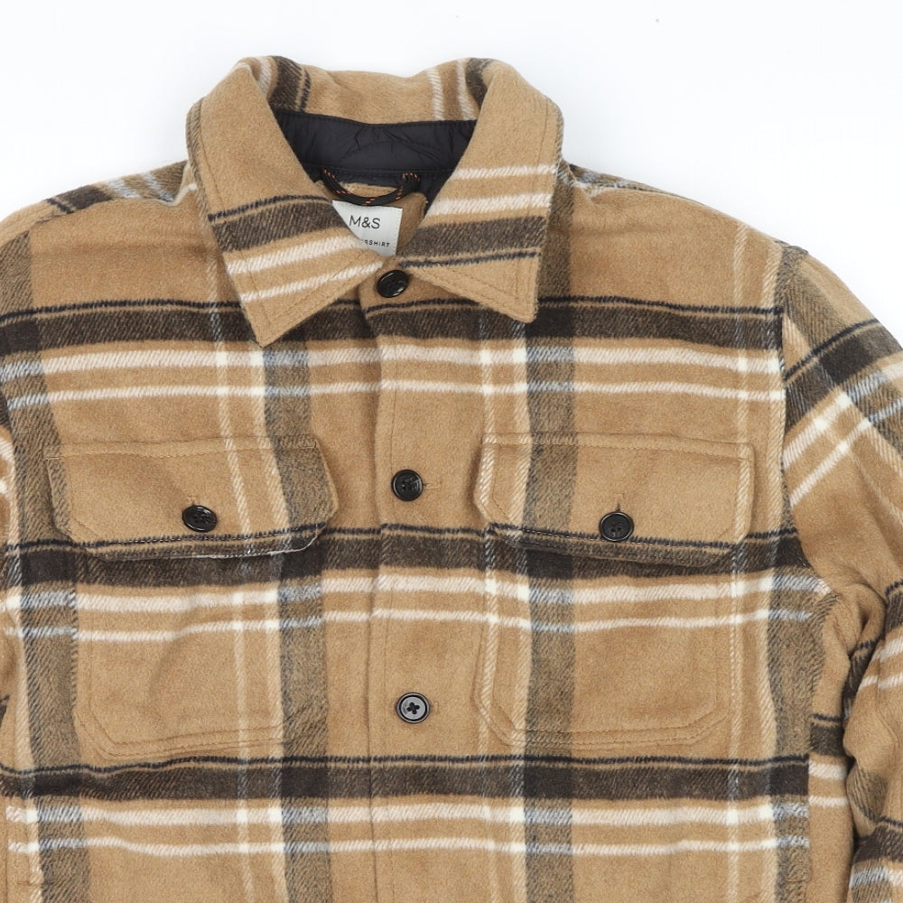 Marks and Spencer Mens Beige Check Jacket Size S Button