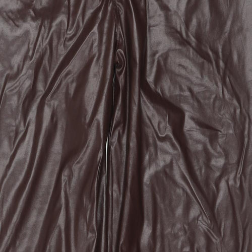 PRETTYLITTLETHING Womens Brown Viscose Trousers Size 14 L34 in Regular Zip