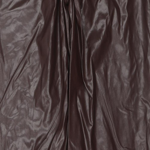 PRETTYLITTLETHING Womens Brown Viscose Trousers Size 14 L34 in Regular Zip