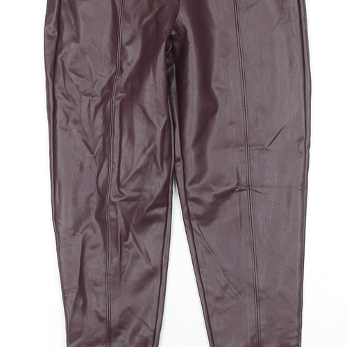 Marks and Spencer Womens Red Polyester Pedal Pusher Trousers Size 8 L25 in Regular