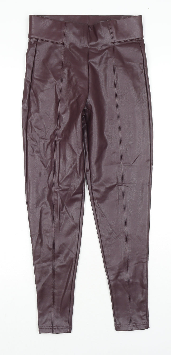 Marks and Spencer Womens Red Polyester Pedal Pusher Trousers Size 8 L25 in Regular