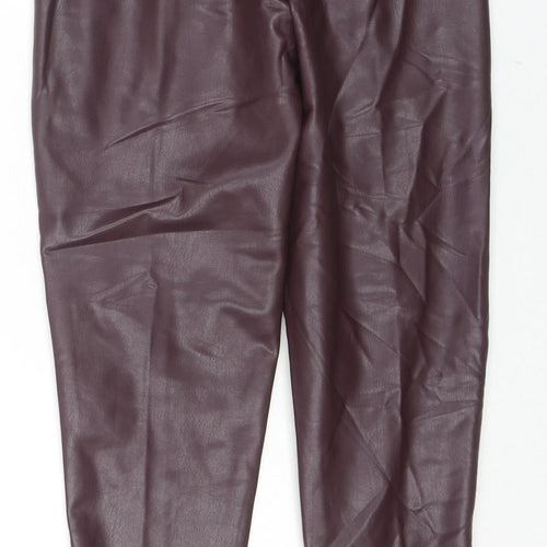 Marks and Spencer Womens Red Polyester Pedal Pusher Trousers Size 8 L25 in Regular